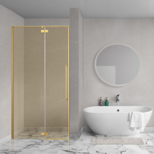 Aqua Vista Oria Linea nisdeur - 100x200cm - incl. montageset - champagne glas - Geborsteld goud SW1186322/SW1186316