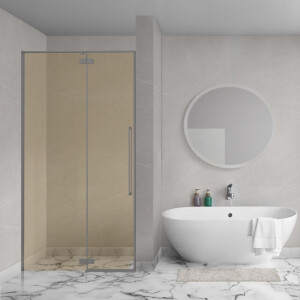 Aqua Vista Oria Linea nisdeur - 100x200cm - incl. montageset - champagne glas - Gunmetal SW1186322/SW1175905