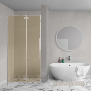 Aqua Vista Oria Linea nisdeur - 120x200cm - incl. montageset - champagne glas - Chroom SW1186338/SW1175898