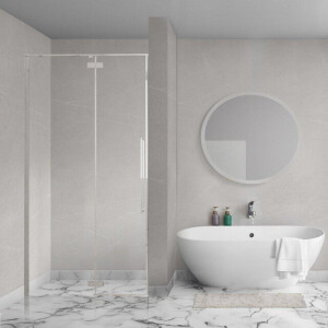 Aqua Vista Oria Linea nisdeur - 140x200cm - incl. montageset - Chroom SW1186297/SW1175898