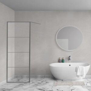 Aqua Vista Triple Zijwand - 80x200 cm - incl. wandbeugel - helder glas - Gunmetal (antraciet) R-GML-2120-90-FFF