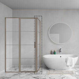 Aqua Vista Triple Zijwand - 90x200 cm - incl. wandbeugel - helder glas - Gunmetal (antraciet) R-GML-2120-80-FFF