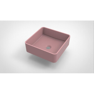 Arcqua Case waskom - 37x37cm - Vierkant - Cast marble Roze Mat WAS403840