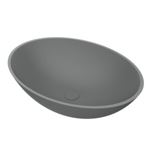 Arcqua Prince Waskom Opbouw - 49x34cm - ovaal - cast marble - mat grijs WAS459711