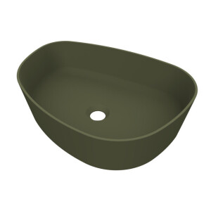 Arcqua Rocker waskom - 50x37x13cm - opbouw - rechts - organisch - cast marble groen mat WAS399111