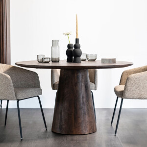 Eleonora Ronde Eettafel 'Aron' Mangohout, kleur Bruin, 130cm