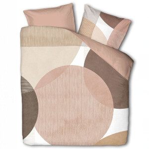 Dekbedovertrek Katoen - Freja Terra - Eenpersoons (140x200 Cm) - Roze & Meerkleurig & Wit Katoen - Abstract - Basalt - Dekbed-Discounter.nl