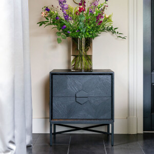 Richmond Nachtkastje 'Blax' Eikenhout en staal, kleur zwart