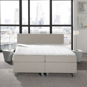 2-Persoons Boxspring Julia Royal Comfort - Beige - Beige 180x220 Cm - Pocketvering - Inclusief Topper - Dekbed-Discounter.nl