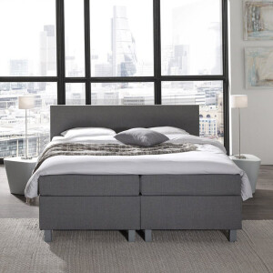 2-Persoons Boxspring Julia Royal Comfort - Grijs - Grijs 160x200 Cm - Pocketvering - Inclusief Topper - Dekbed-Discounter.nl