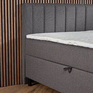 2-Persoons Boxspring Met Opbergruimte - Billy - Antraciet & Grijs 140x200 Cm - Pocketvering - Inclusief Topper - Dekbed-Discounter.nl