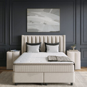 Boxspring Met Opbergruimte Blackpearl Beige 180x210 Cm Met Opbergruimte Dekbed Discounter - Dekbed-Discounter.nl