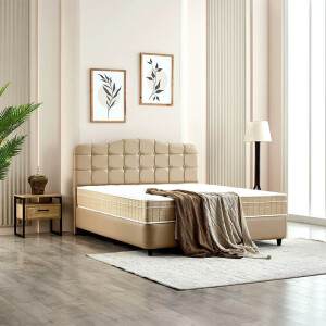 Boxspring Met Opbergruimte Marrakech Taupe 160x200 Cm 7 Comfortzones & Medium & Hoge Instap Primaviera Deluxe - Dekbed-Discounter.nl