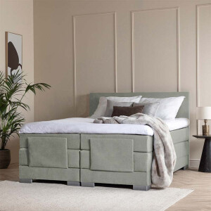 Elektrisch Verstelbare 2-Persoons Elektrische Boxspring Julia - Groen - Groen 180x210 Cm - Pocketvering - Inclusief Topper - Dekbed-Discounter.nl