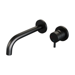Brauer Black Edition Wastafelmengkraan inbouw - gebogen uitloop links - hendel kort smal - model B 1 - mat zwart 5-S-004-B5-65
