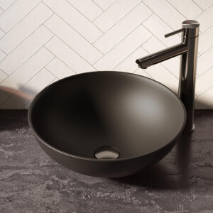 BRAUER Bowl waskom - 40x40cm - rond - keramiek - mat zwart WK-BO40ROMZ