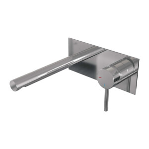Brauer Chrome Edition Wastafelmengkraan inbouw - rechte uitloop links - hendel lang smal - afdekplaat - model A 1 - chroom 5-CE-004-S2