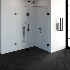 BRAUER Create douchecabine rechthoek 3-delig 90x120cm profielloos met antikalk en 8mm veiligheidsglas zwart mat 4JC10-90X120A