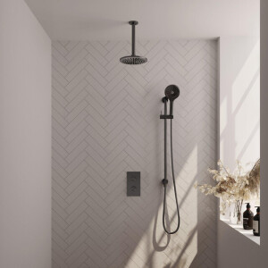 Brauer Gunmetal Edition Regendoucheset inbouw - hoofddouche 20cm - plafondarm 20cm - 2 functies - glijstang - inclusief inbouwdeel - handdouche Rond 3 standen - PVD - geborsteld gunmetal 5-GM-072