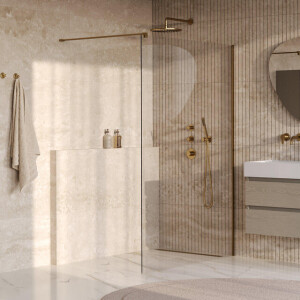 BRAUER Oblivion Inloopdouche - 140x200cm - glascoating - helder glas - geborsteld goud PVD GS-OBI1H140200GG