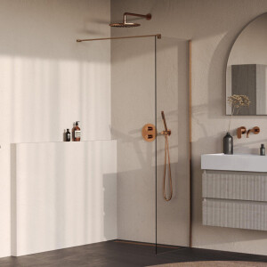 BRAUER Oblivion Inloopdouche - 50x200cm - glascoating - helder glas - geborsteld koper PVD GS-OBI1H50200GK