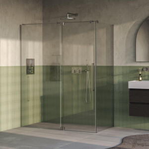 BRAUER Stellar Douchecabine - 160x90x200cm - draaideur - glascoating - omkeerbaar - helder glas - Geborsteld RVS PVD GS-SRC1H16090200NG