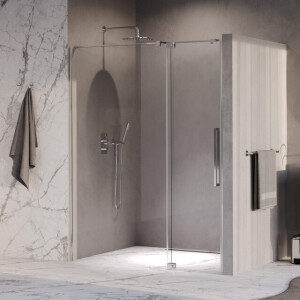 BRAUER Stellar Nisdeur - 2-delig - 160x200cm - draaideur - glascoating - omkeerbaar - helder glas - Geborsteld RVS PVD GS-SRN1H160200CE