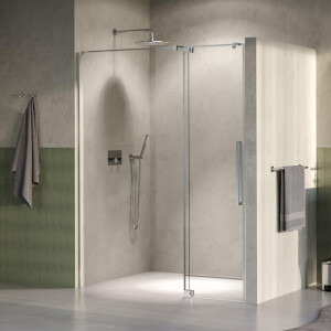 BRAUER Stellar Nisdeur - 2-delig - 160x200cm - draaideur - glascoating - omkeerbaar - helder glas - mat zwart GS-SRN1H160200NG