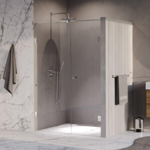 BRAUER Void Carving Nisdeur - 2-delig - 140x200cm - 70cm draaideur aan muur - glascoating - omkeerbaar - helder glas - Chroom GS-VOCN2H7070200CE