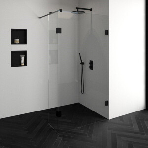 BRAUER Void inloopdouche helder glas 110x200 met 40 zijwand incl. glascoating mat zwart GS-VOI2H11040200MZ