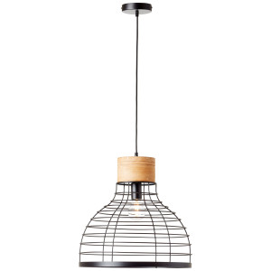 Brilliant Leuchten Hanglamp AVIA 135 cm hoogte, ø 47 cm, e27, inkortbaar, metaal/hout, zwart/bruin (1 stuk)