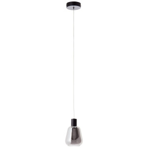 Brilliant Leuchten Hanglamp Carlson met rookglas - 120 cm hoogte x 14 cm ø - inkortbaar - 450 lumen, 3000 kelvin (1 stuk)