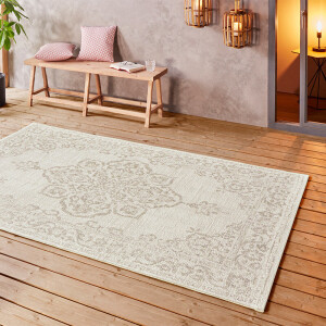 Buitenkleed Ornament Beige 160x230 Cm Laagpolig NORTHRUGS - Dekbed-Discounter.nl