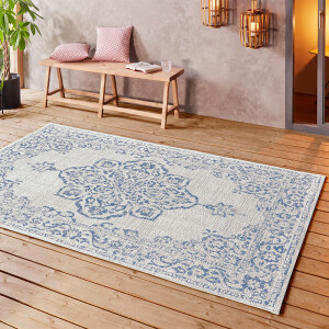 Buitenkleed Ornament Blauw 160x230 Cm Laagpolig NORTHRUGS - Dekbed-Discounter.nl