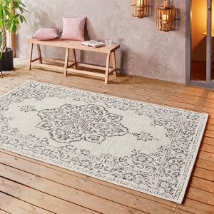 Buitenkleed Ornament Crème 200x290 Cm Laagpolig NORTHRUGS - Dekbed-Discounter.nl