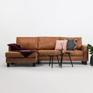 Sohome Loungebank 'Mathew' Links, Microleder, kleur cognac