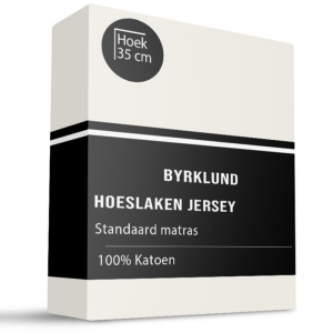 Hoeslaken Katoen - Jersey Stretch - Off White - 90x220cm - Off White - Byrklund - Dekbed-Discounter.nl