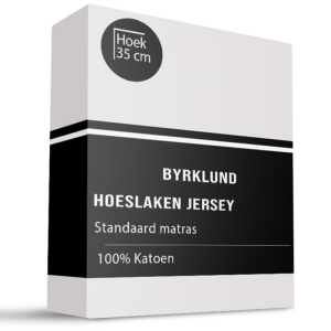 Hoeslaken Katoen - Jersey Stretch - Wit - 90x200cm - Wit - Byrklund - Dekbed-Discounter.nl