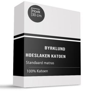 Hoeslaken Katoen - 160x200cm - Wit - Byrklund - Dekbed-Discounter.nl