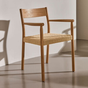 Kave Home Eetkamerstoel 'Yalia' Eikenhout, kleur Naturel