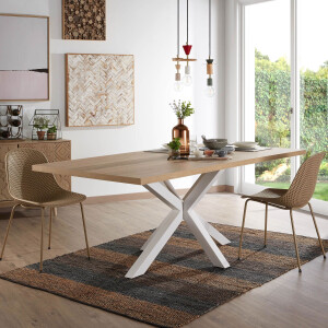 Kave Home Eettafel 'Argo' wit / hout, 180 x 100cm
