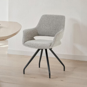 Livingfurn Draaibare Eetkamerstoel 'Capp' Geweven stof, kleur Taupe