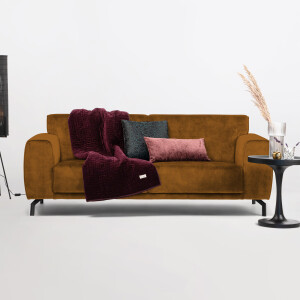 Sohome 3-zits Bank 'Jill' Velvet, kleur cognac