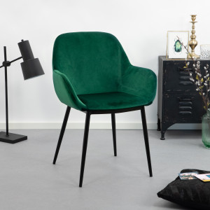 Kave Home Eetkamerstoel 'Konna' Velvet, kleur Groen