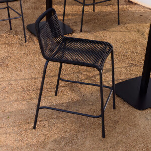 Kave Home Outdoor Barkruk 'Lambton' kleur Zwart (zithoogte 62cm)