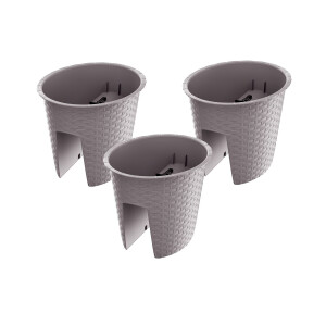 Prosperplast 3 railing bloempotten (Ovaal, Mokka, 29,8 x 24,2 x 22,5 cm)