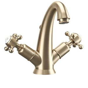 Crosswater Belgravia Wastafelkraan - kruisgreep - trekwaste - geborsteld messing BL112DPF