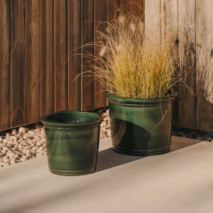 Kave Home Plantenpot 'Presili' Set van 2 stuks, Terracotta, kleur Donkergroen
