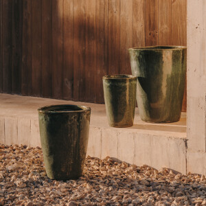 Kave Home Plantenpot 'Rotja' Set van 3 stuks, Terracotta, kleur Blauw