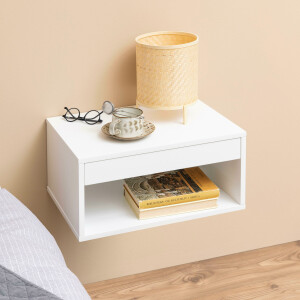 Bendt Zwevend Nachtkastje 'Daeg' Met 1 lade en open vak, kleur Wit